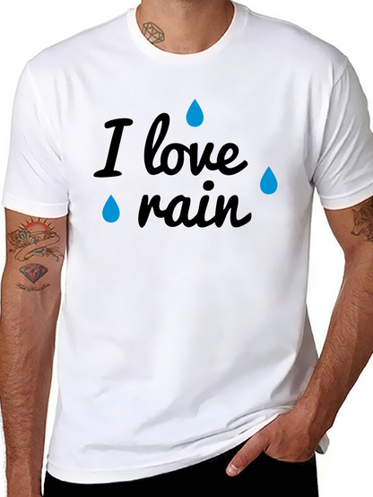 I Love Rain Black Graphic T-Shirt