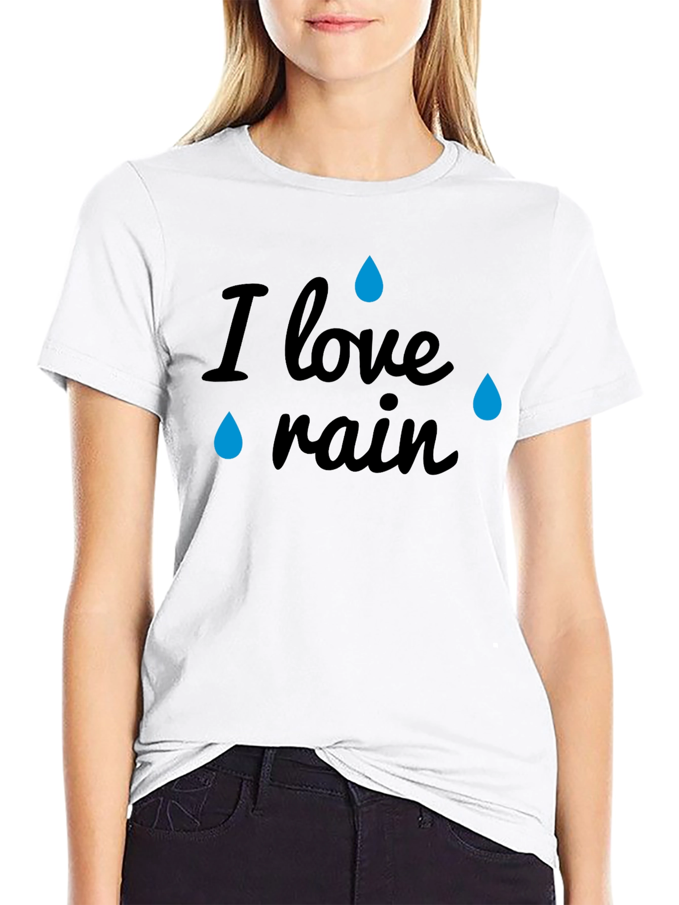 I Love Rain Black Graphic T-Shirt