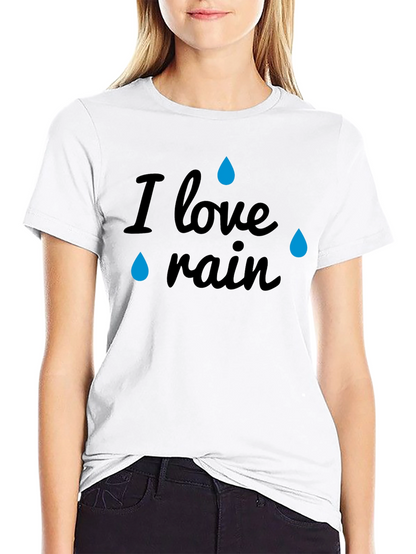 I Love Rain Black Graphic T-Shirt