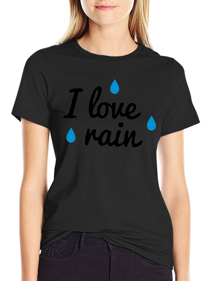 I Love Rain Black Graphic T-Shirt