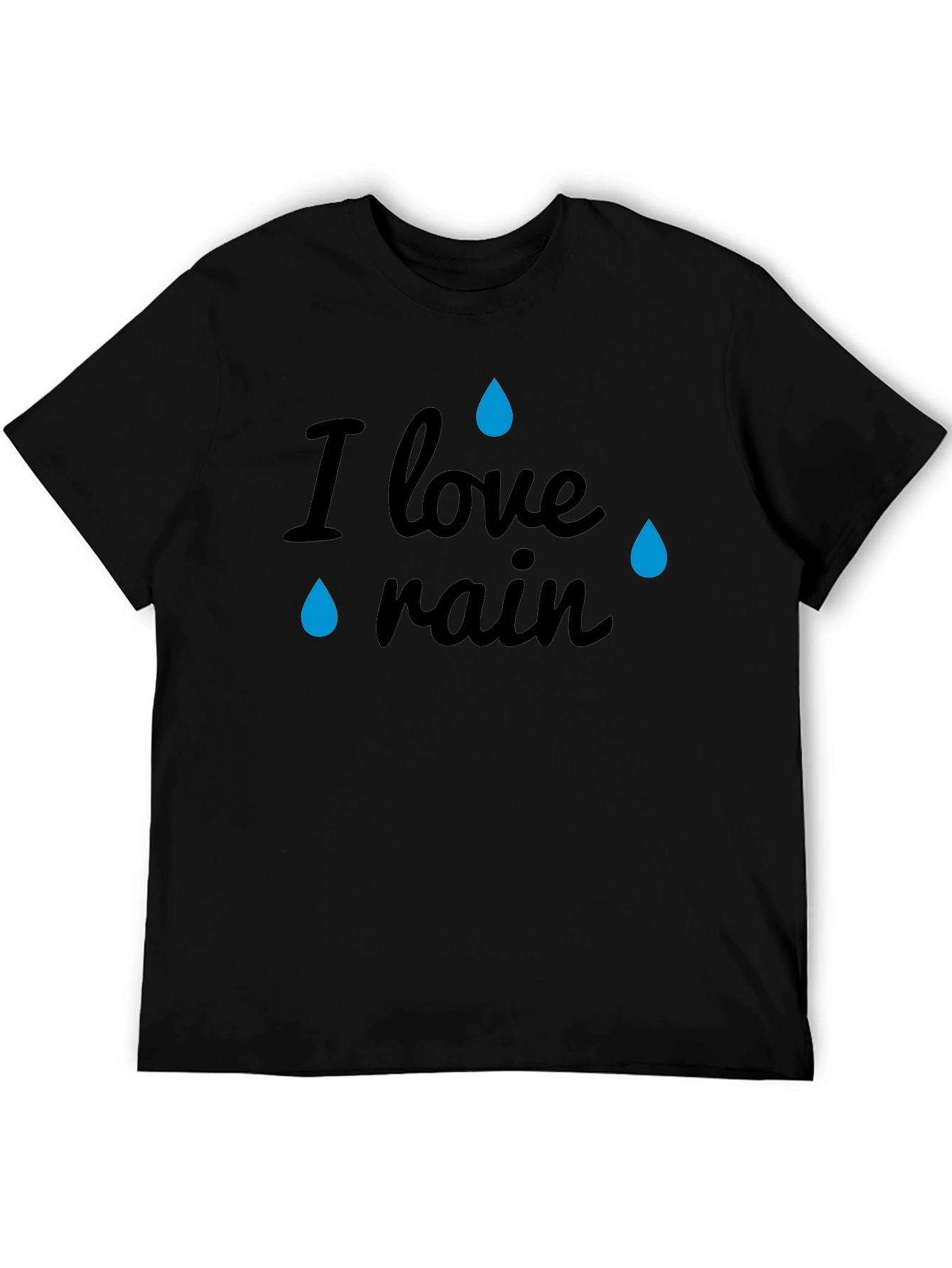 I Love Rain Black Graphic T-Shirt