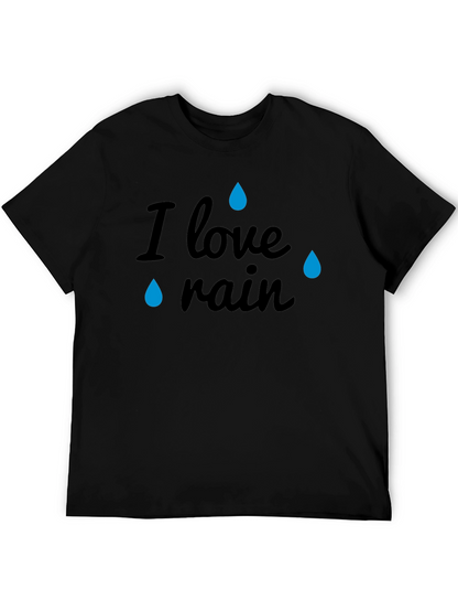 I Love Rain Black Graphic T-Shirt