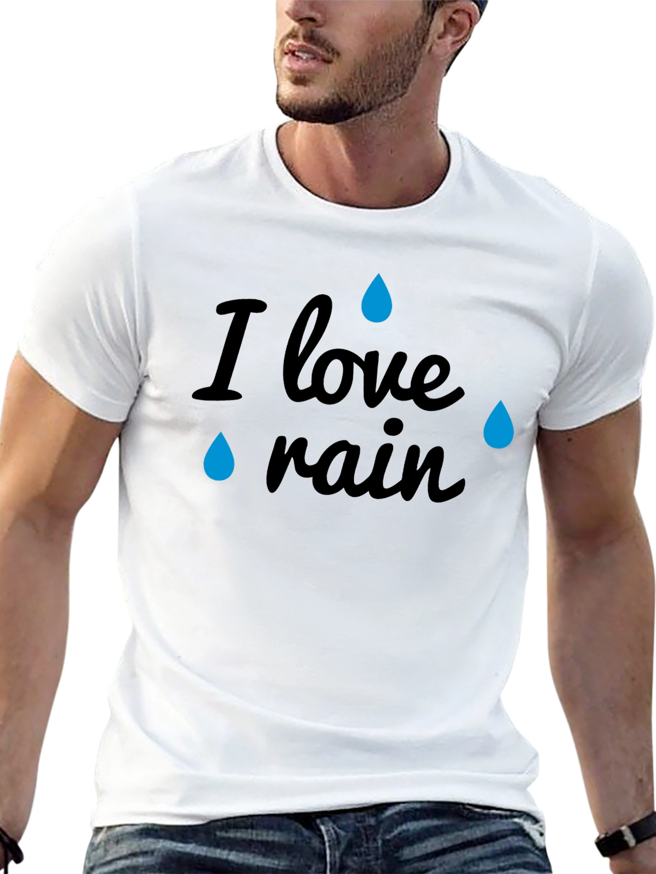 I Love Rain Black Graphic T-Shirt