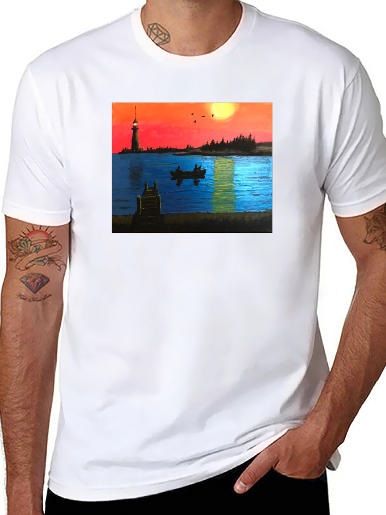 Lighthouse Lake Sunset T-Shirt