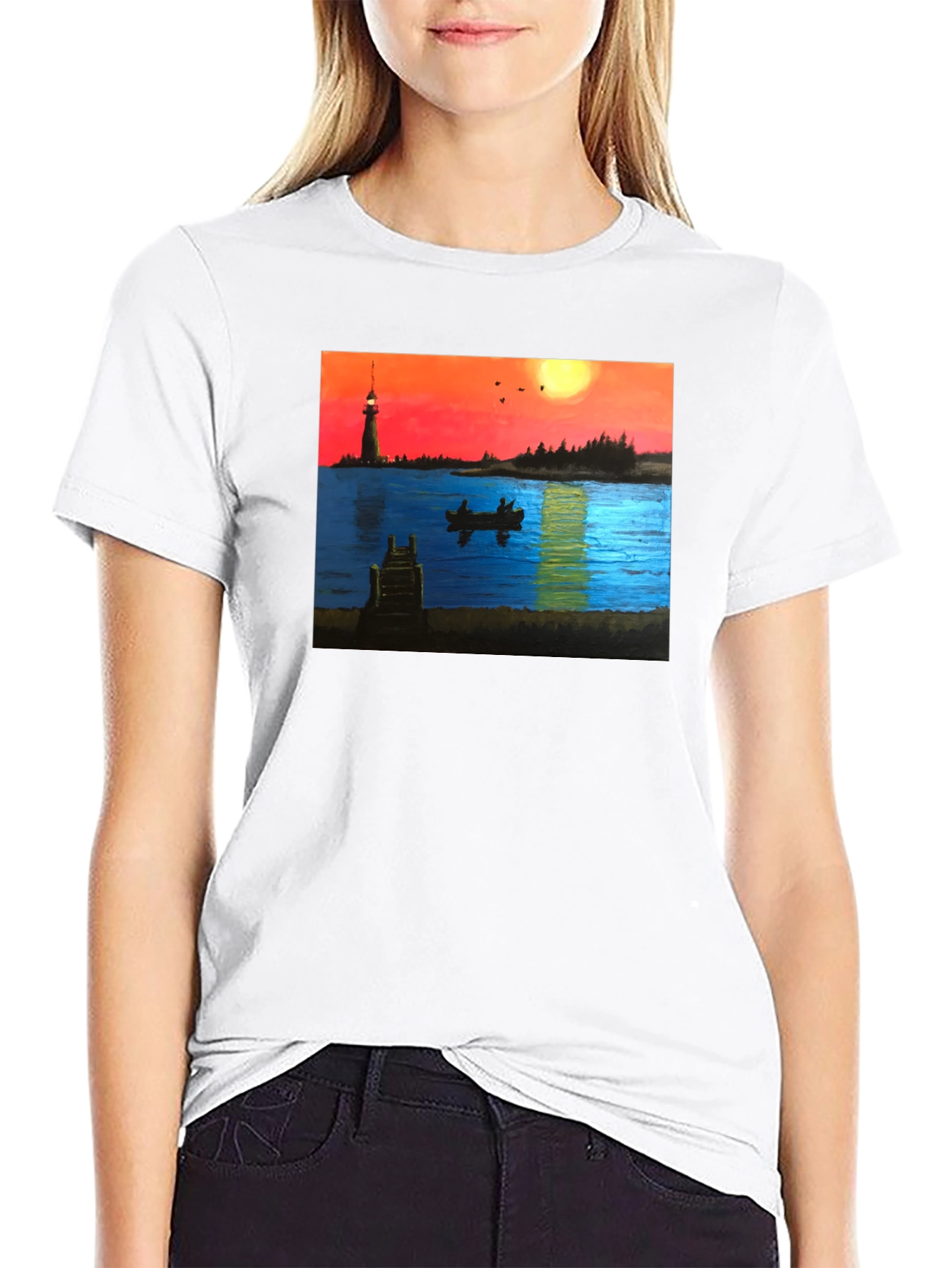 Lighthouse Lake Sunset T-Shirt