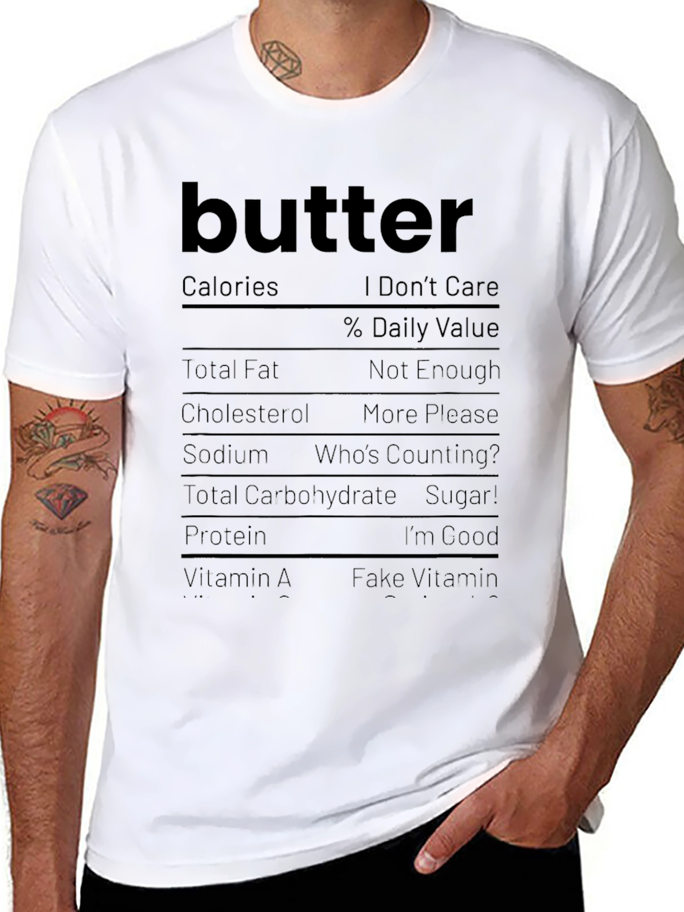 Butter Nutrition Facts Funny Graphic Tee