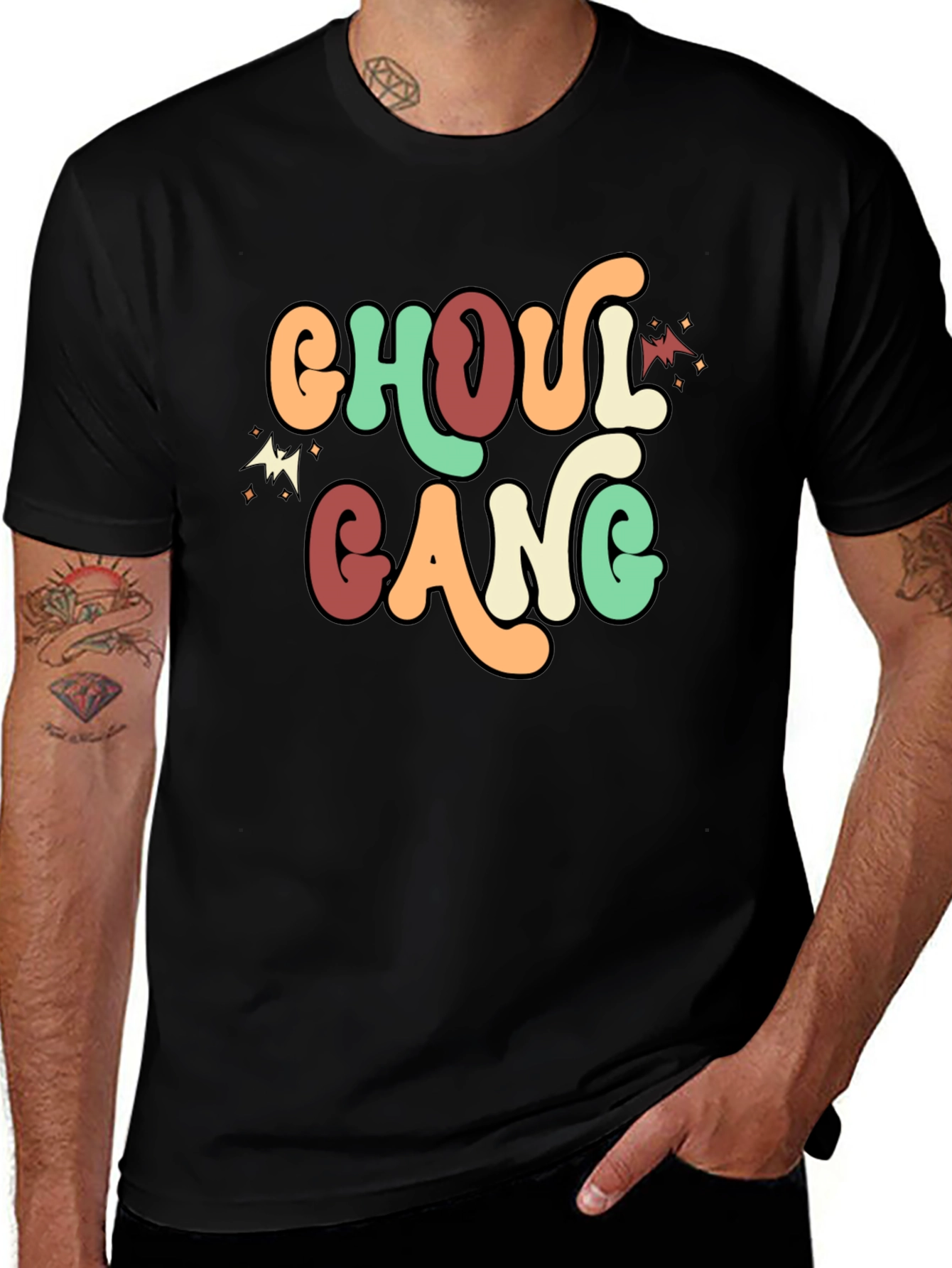Ghoul Gang Retro Graphic Tee - Halloween Fun