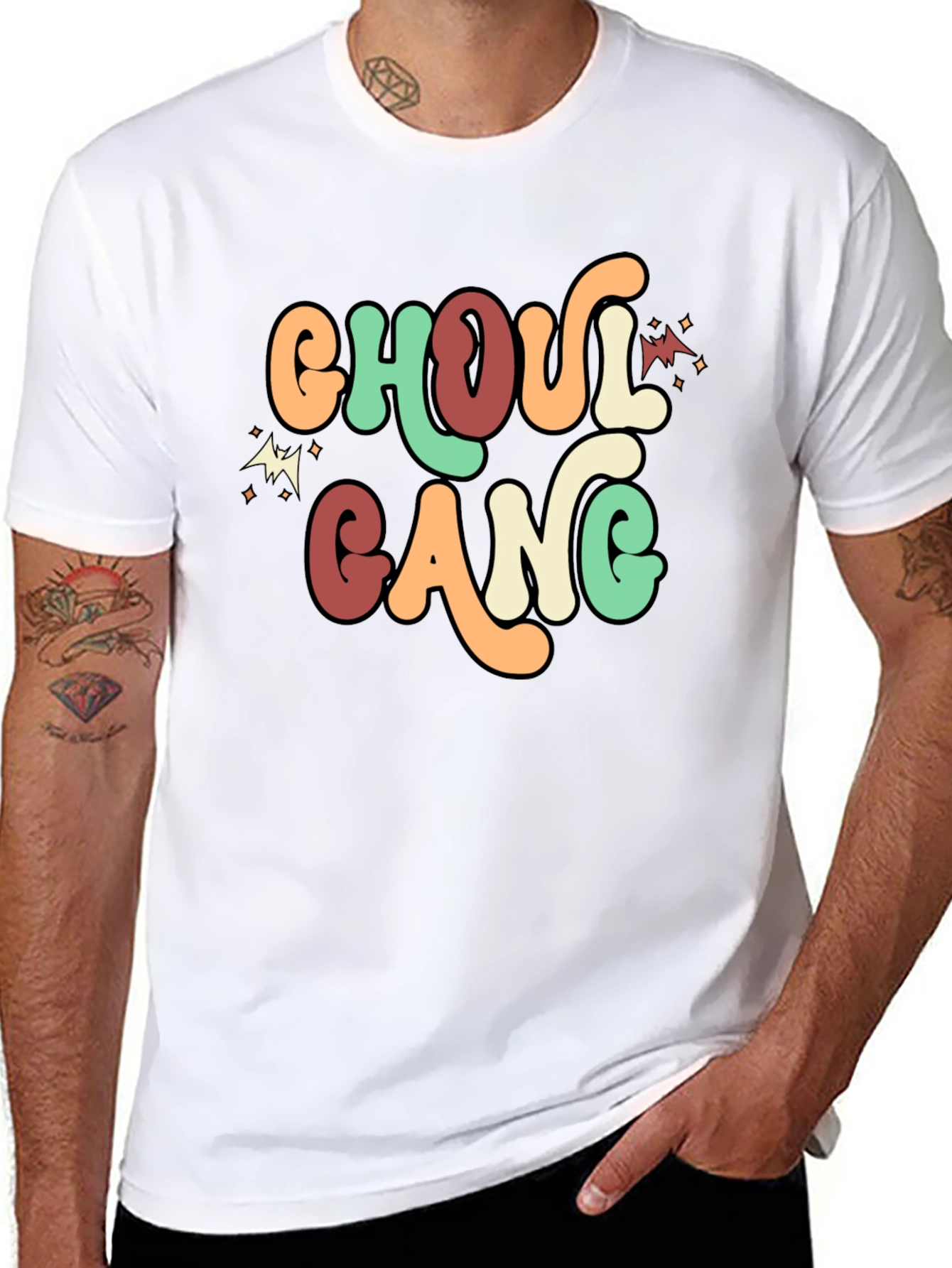 Ghoul Gang Retro Graphic Tee - Halloween Fun