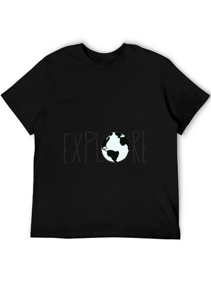 Explore Earth Graphic Tee - Black Cotton T-Shirt