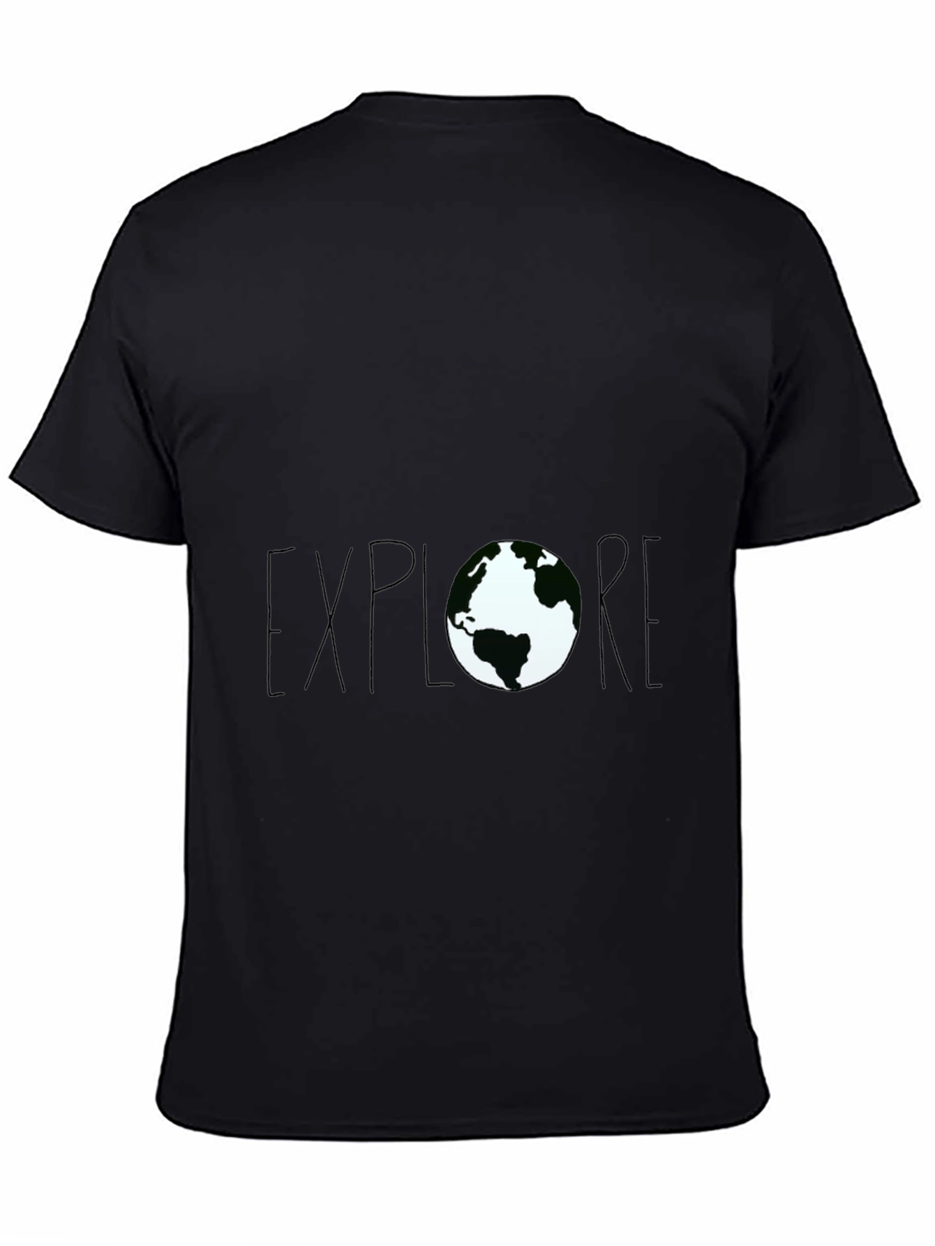 Explore Earth Graphic Tee - Black Cotton T-Shirt