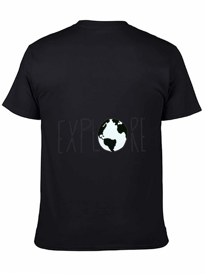 Explore Earth Graphic Tee - Black Cotton T-Shirt