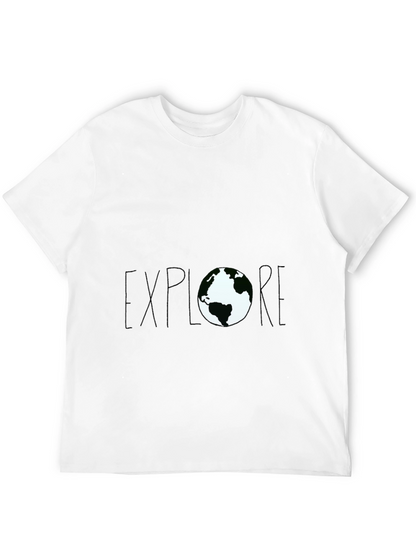 Explore Earth Graphic Tee - Black Cotton T-Shirt