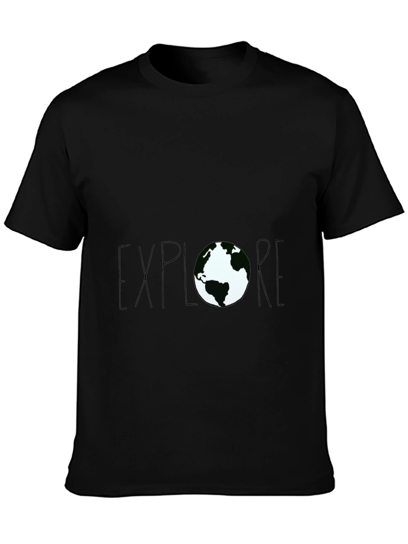 Explore Earth Graphic Tee - Black Cotton T-Shirt