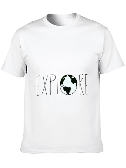 Explore Earth Graphic Tee - Black Cotton T-Shirt