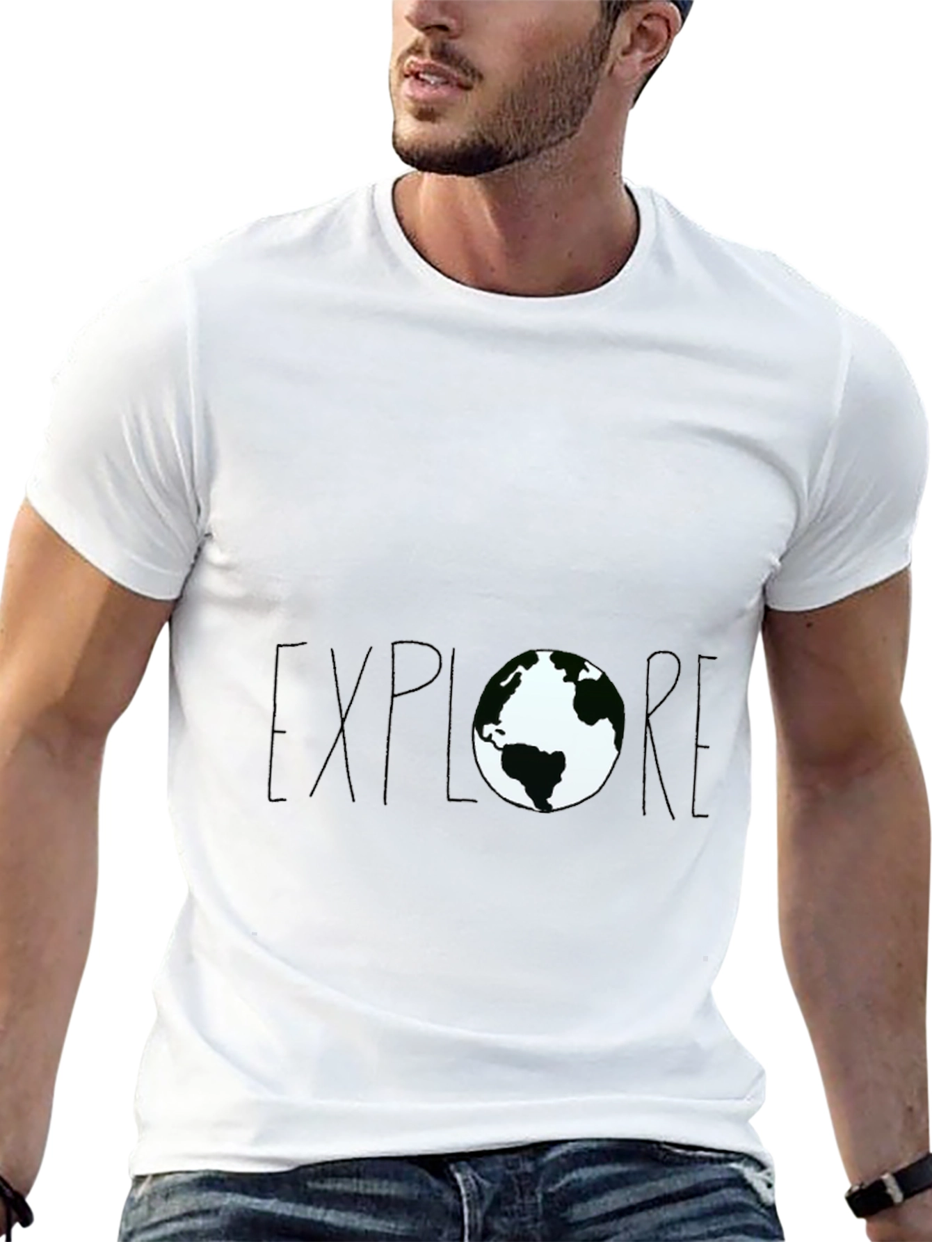 Explore Earth Graphic Tee - Black Cotton T-Shirt