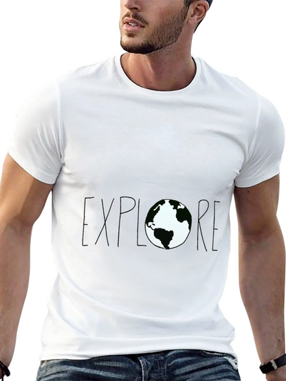 Explore Earth Graphic Tee - Black Cotton T-Shirt
