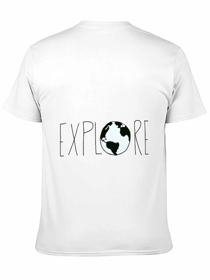 Explore Earth Graphic Tee - Black Cotton T-Shirt