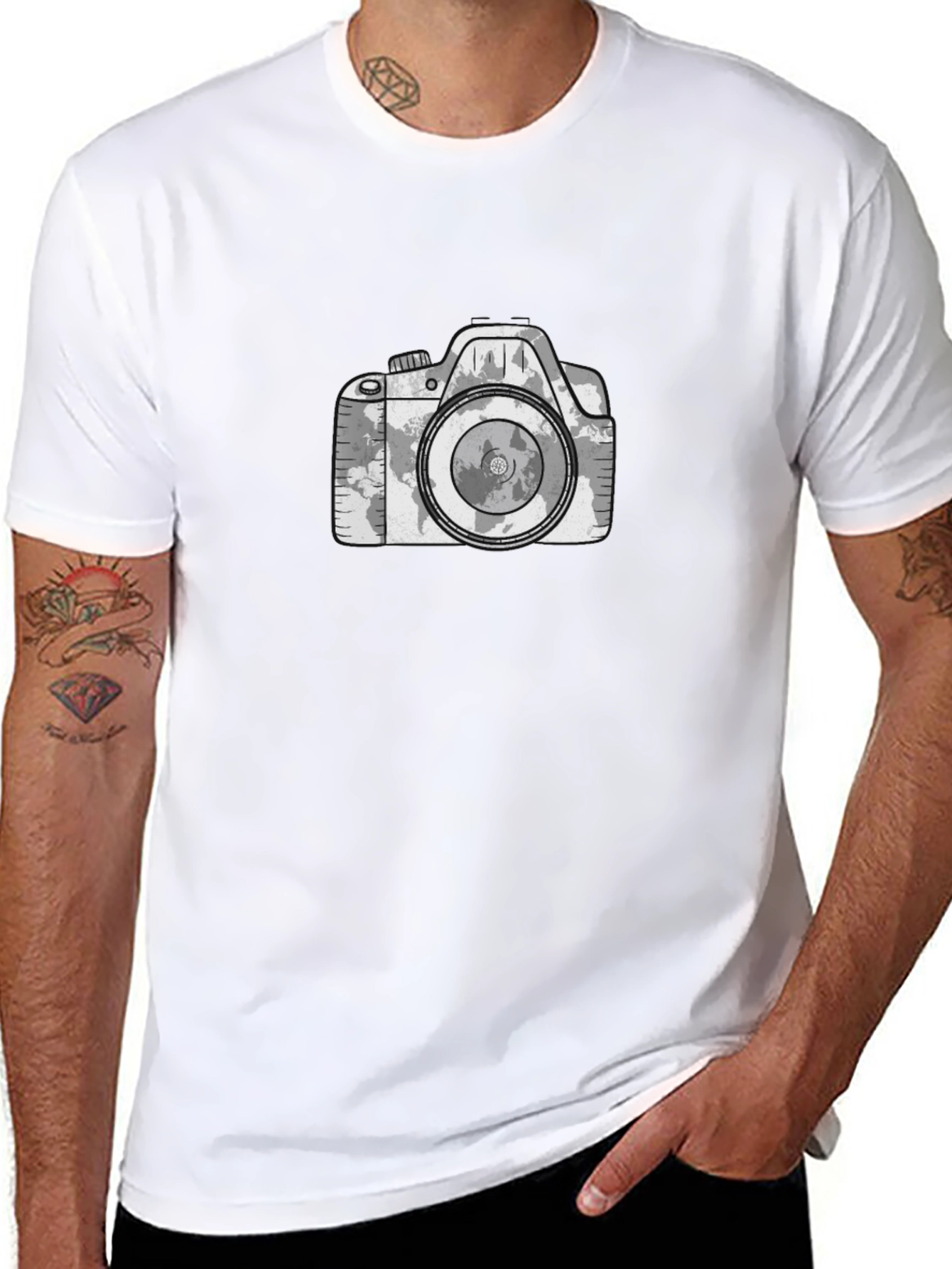 World Map Camera Graphic Tee