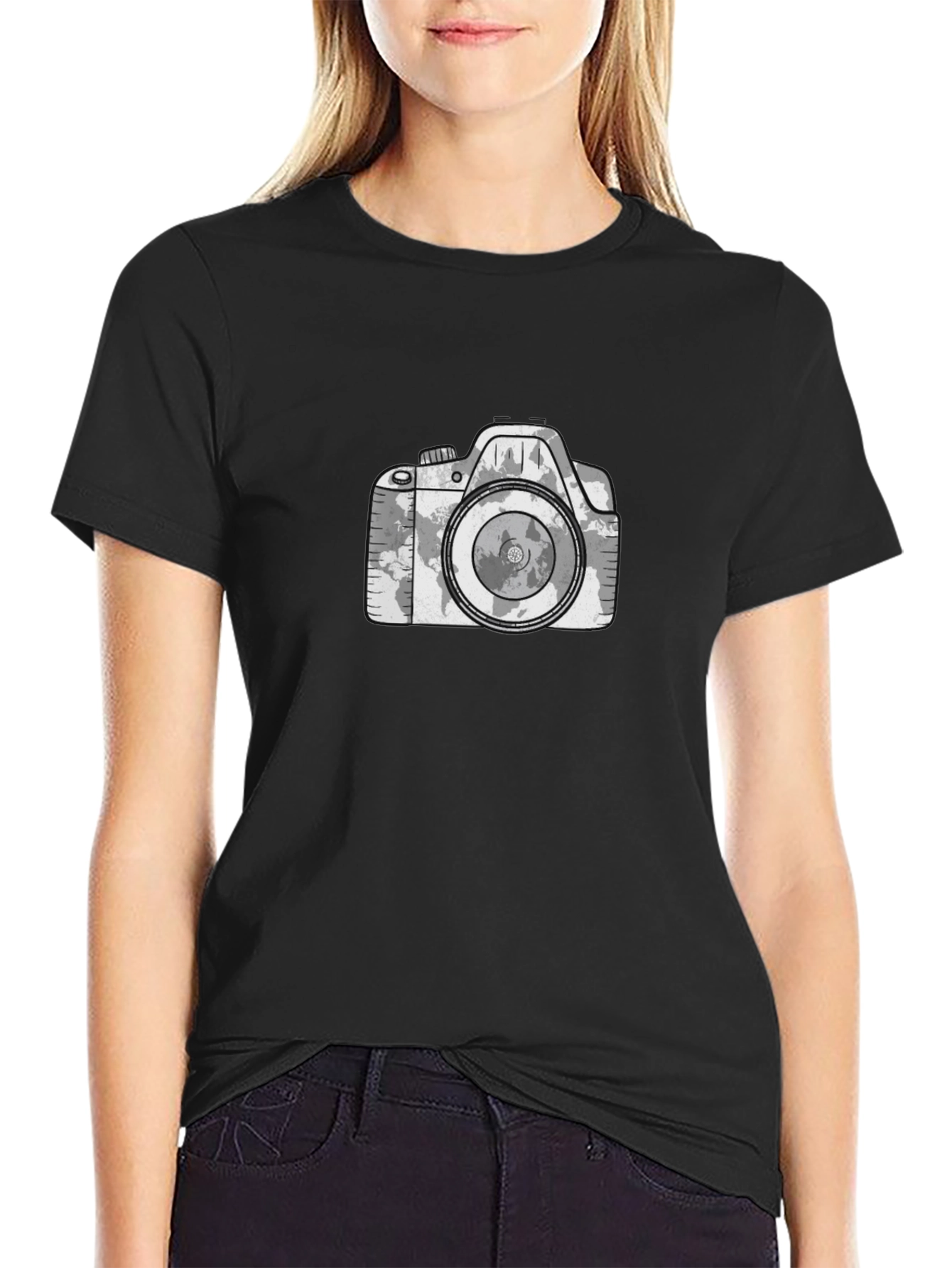 World Map Camera Graphic Tee