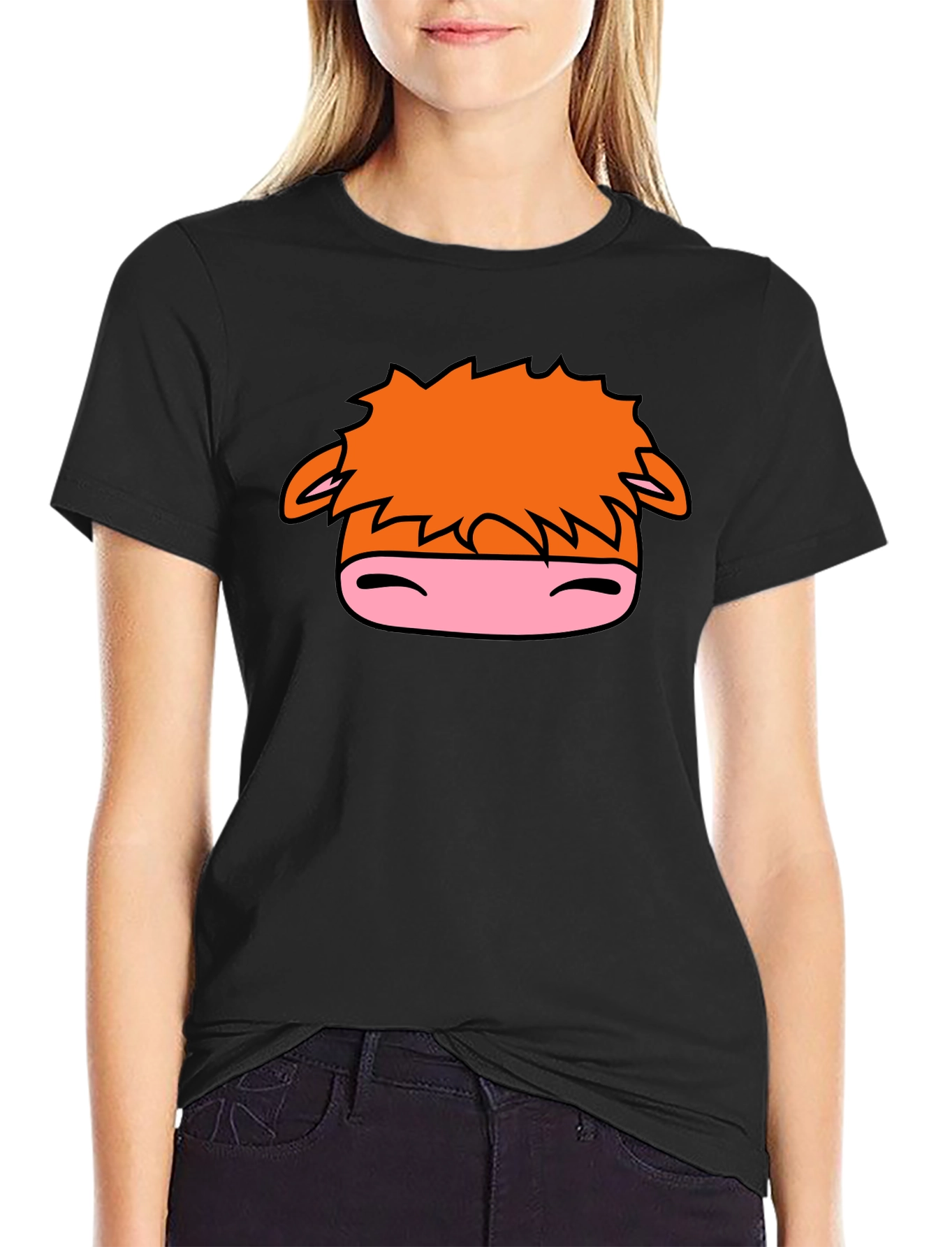 Cartoon Horse Graphic Black T-Shirt