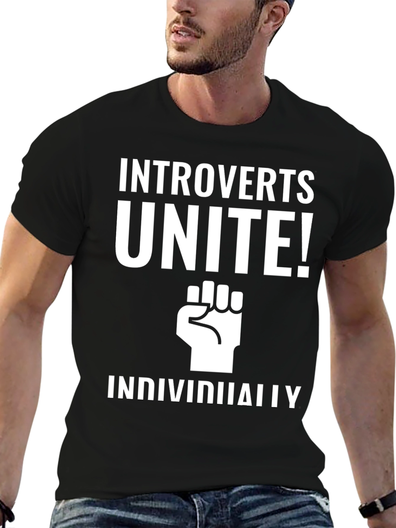 Introverts Unite! Black Graphic Tee