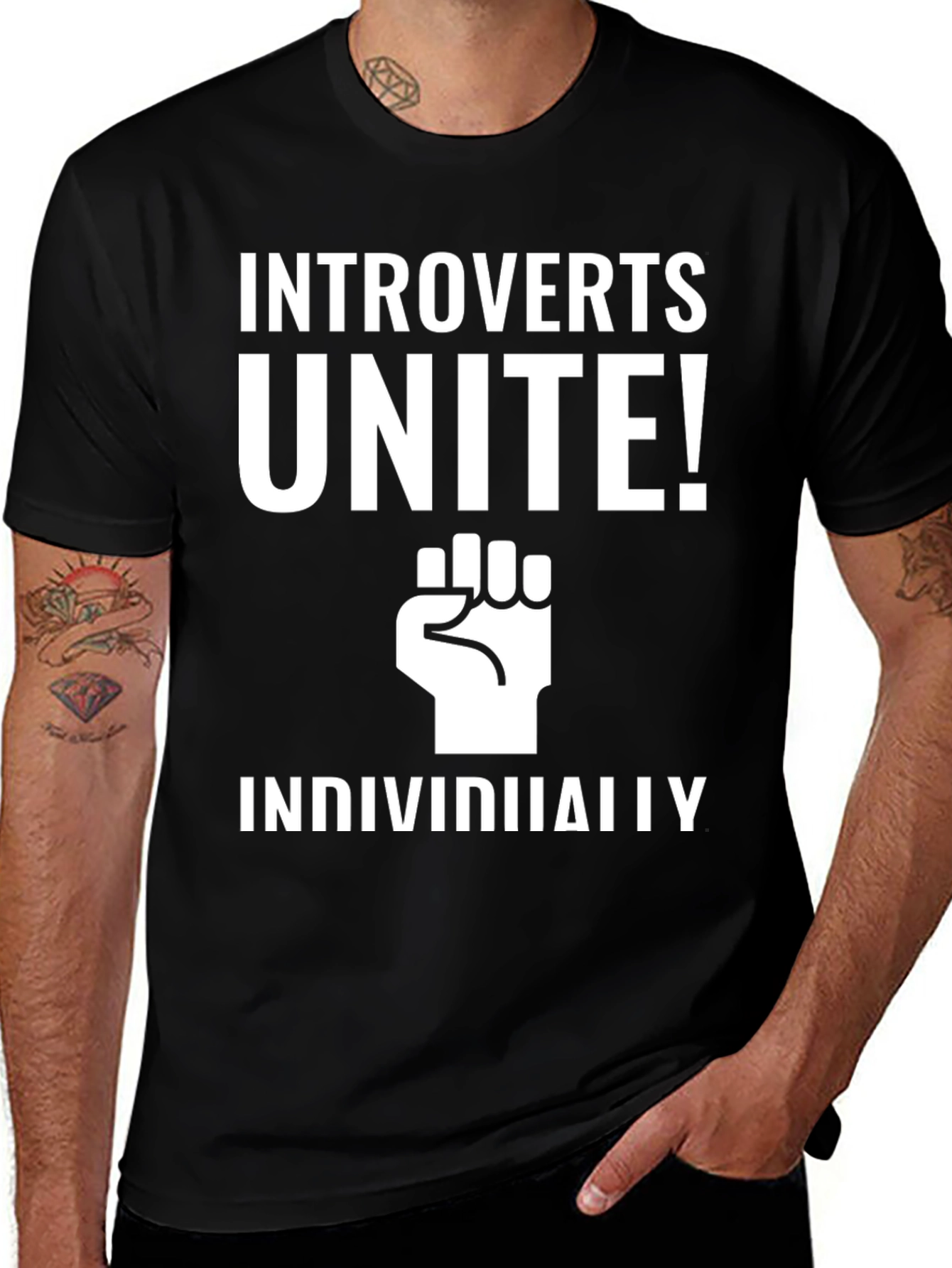 Introverts Unite! Black Graphic Tee
