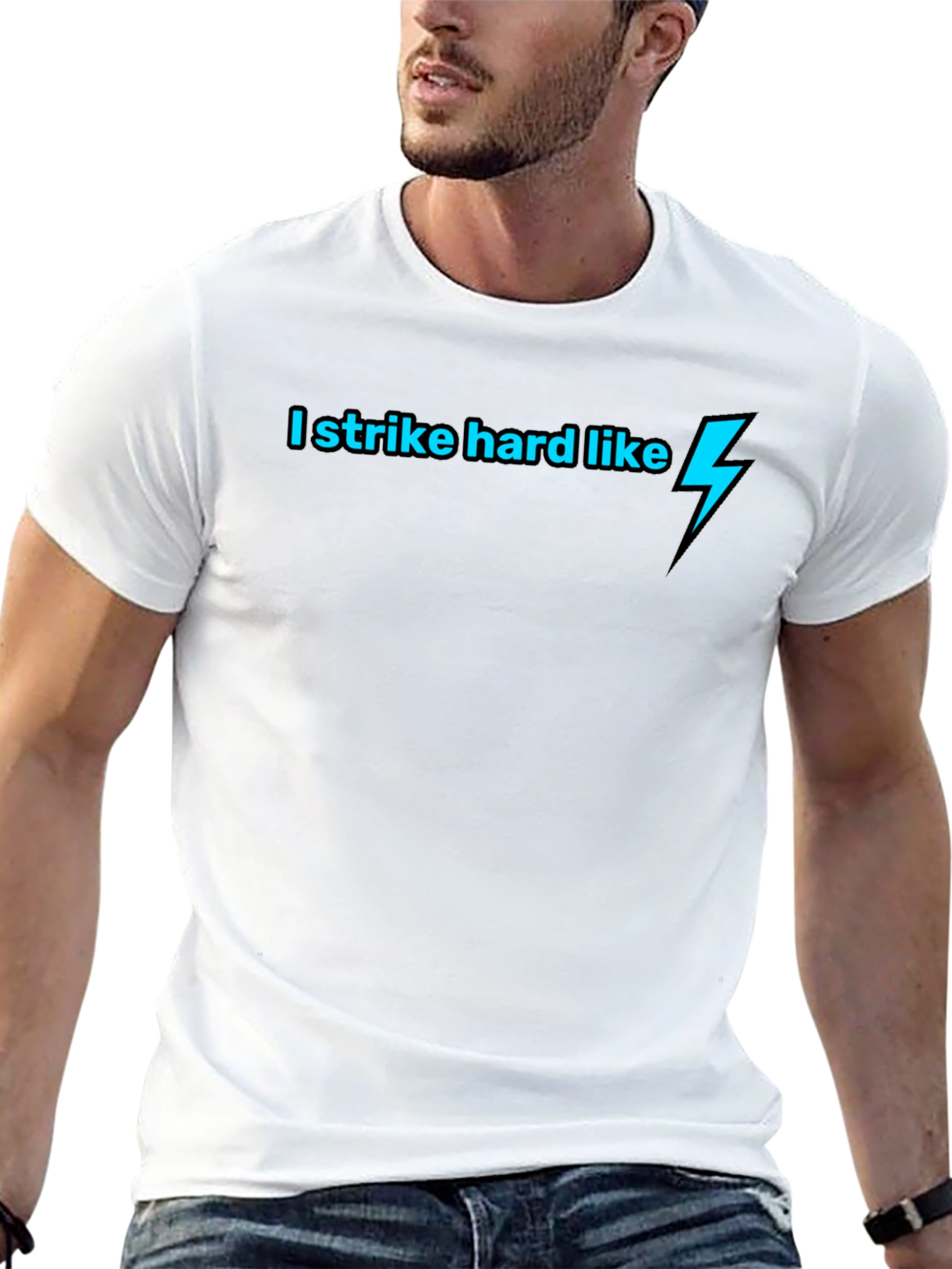I Strike Hard Like Lightning Bolt Black T-Shirt