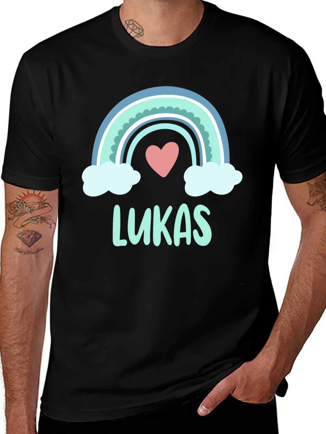 Lukas Rainbow Heart Custom T-Shirt