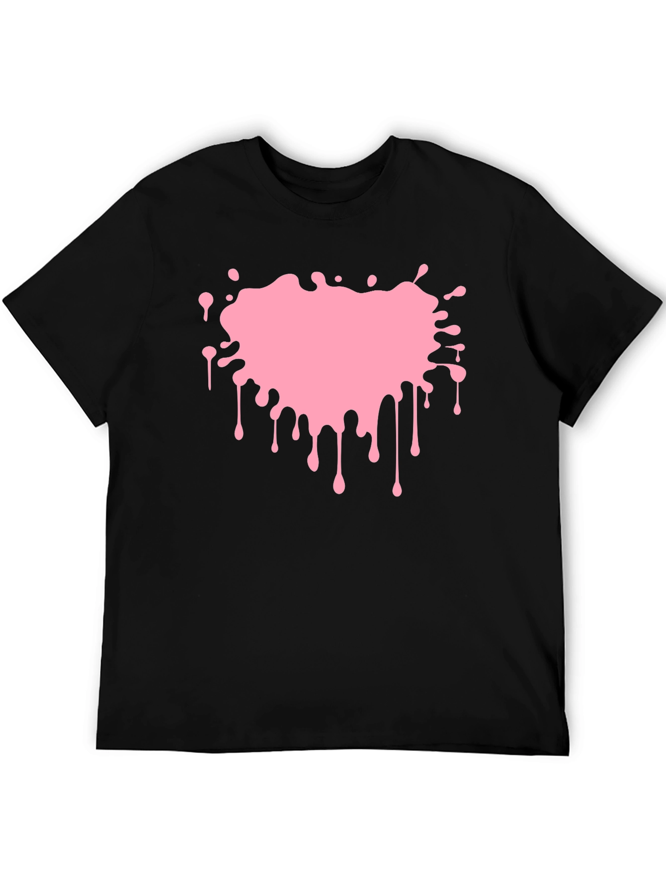 Pink Paint Splatter Graphic Black T-Shirt