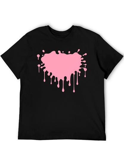 Pink Paint Splatter Graphic Black T-Shirt