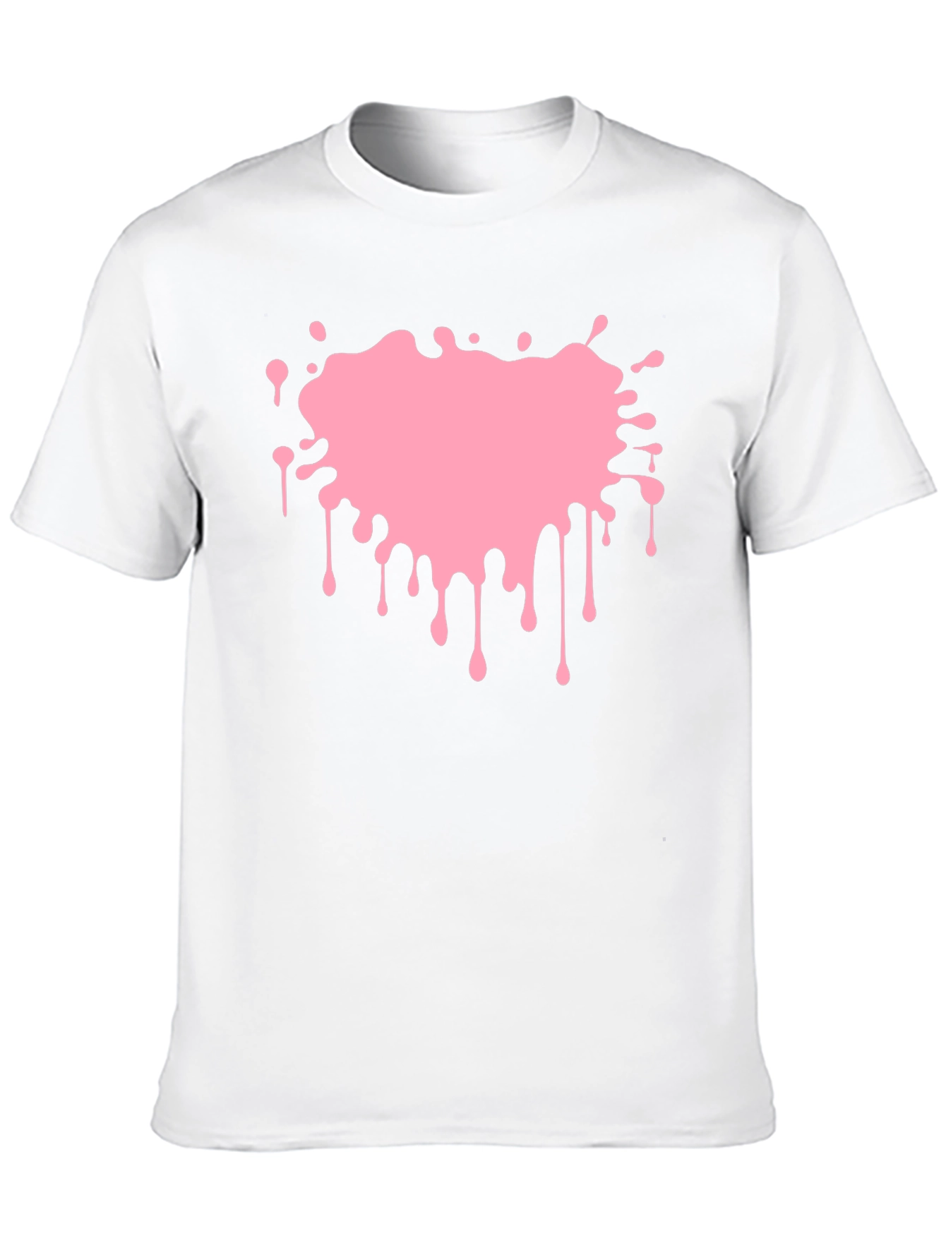Pink Paint Splatter Graphic Black T-Shirt