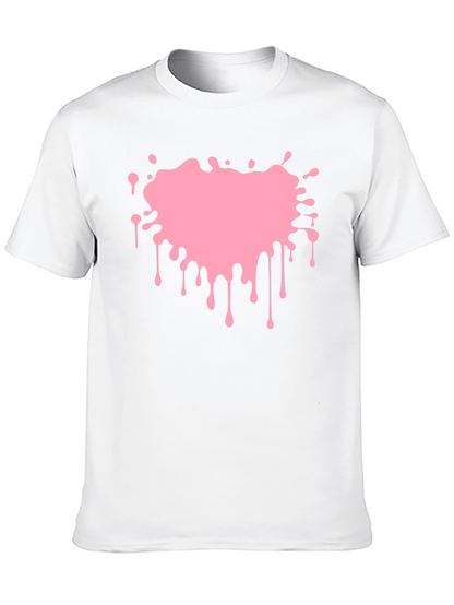 Pink Paint Splatter Graphic Black T-Shirt