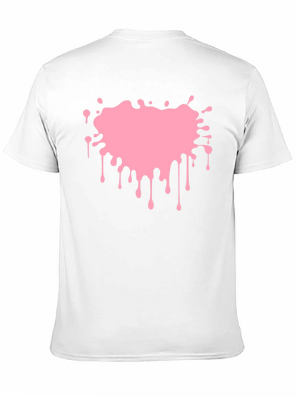 Pink Paint Splatter Graphic Black T-Shirt
