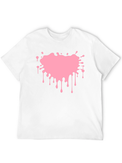 Pink Paint Splatter Graphic Black T-Shirt