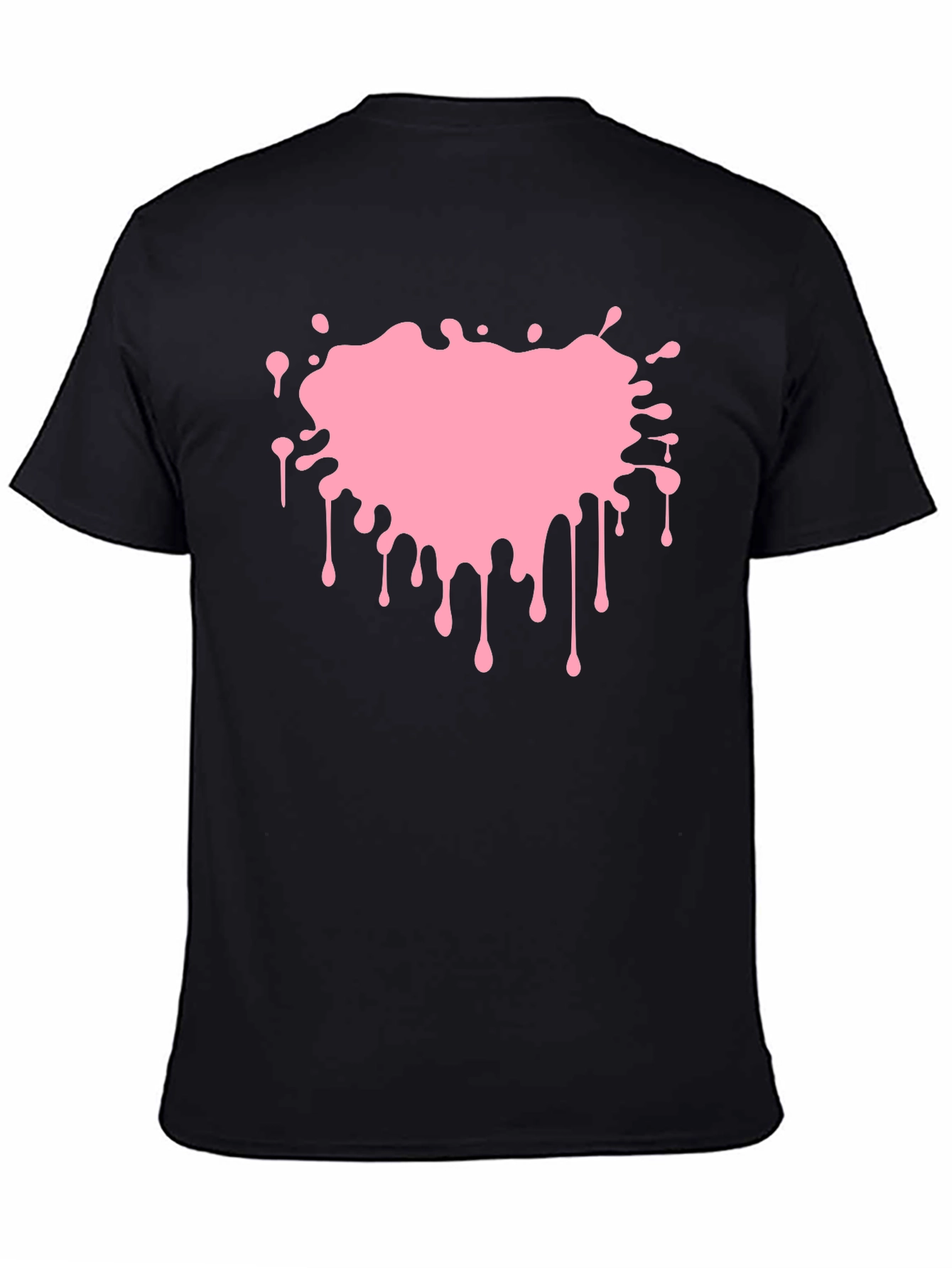 Pink Paint Splatter Graphic Black T-Shirt
