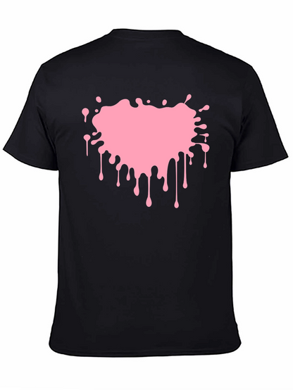 Pink Paint Splatter Graphic Black T-Shirt
