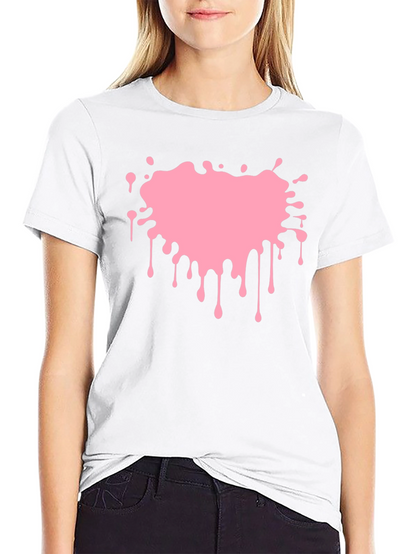 Pink Paint Splatter Graphic Black T-Shirt