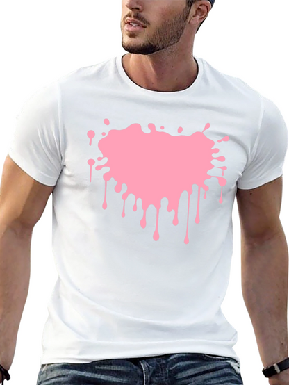 Pink Paint Splatter Graphic Black T-Shirt