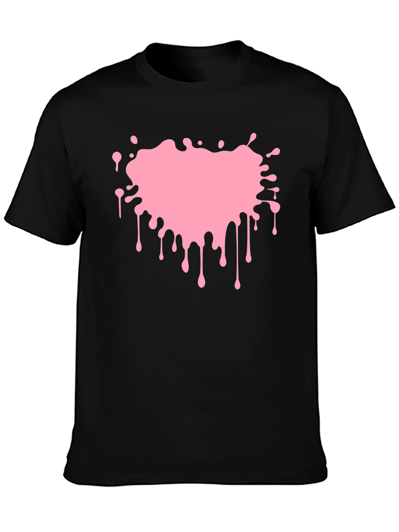 Pink Paint Splatter Graphic Black T-Shirt
