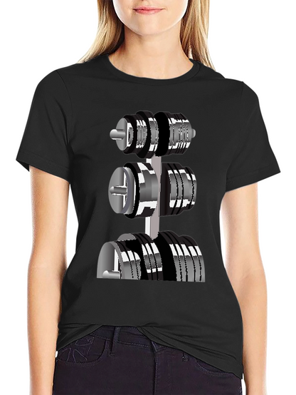 Mens Black T-Shirt with Dumbbell Rack Graphic