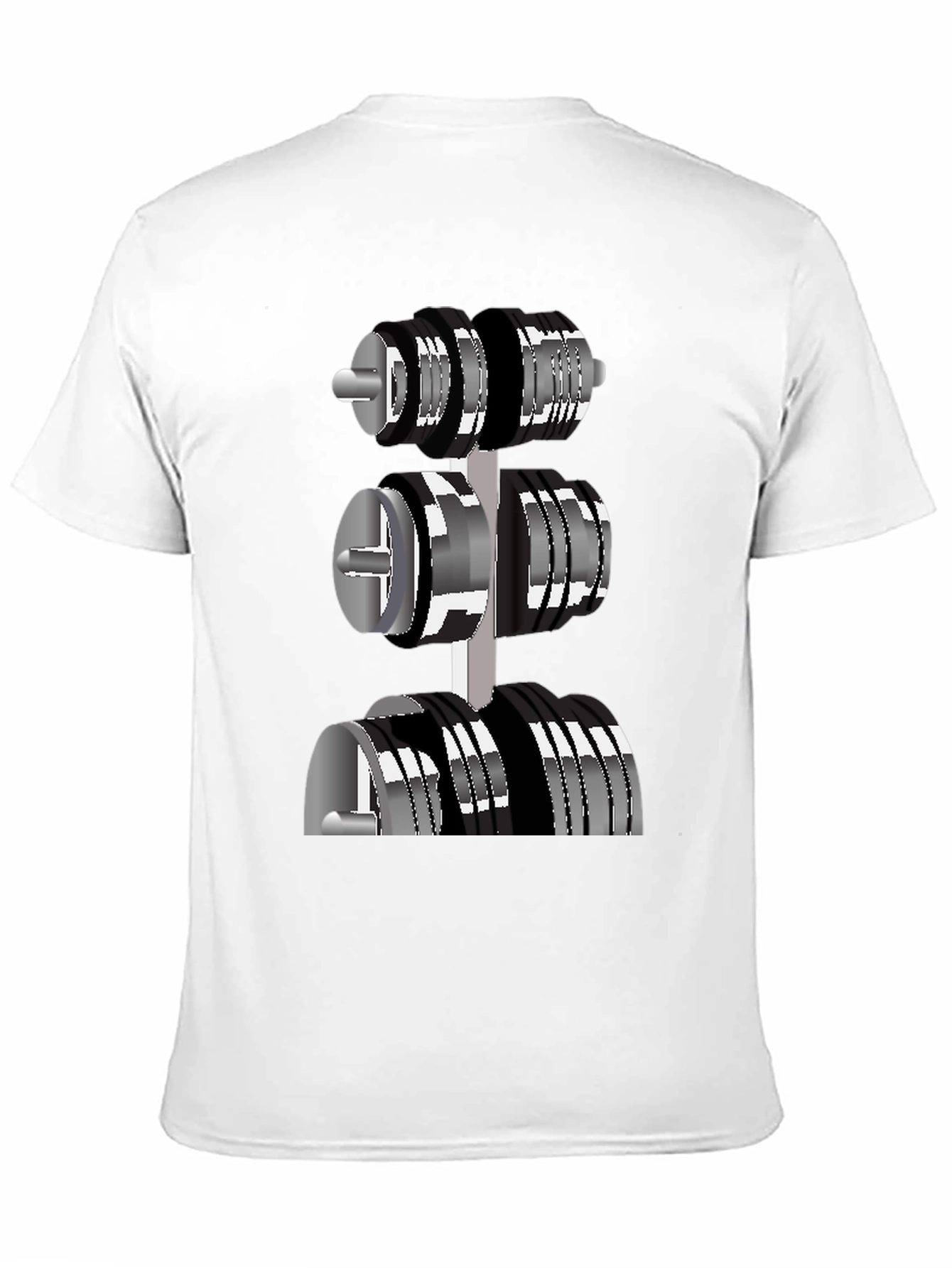 Mens Black T-Shirt with Dumbbell Rack Graphic