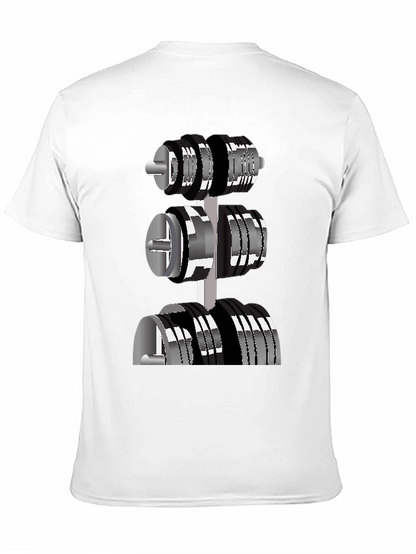 Mens Black T-Shirt with Dumbbell Rack Graphic