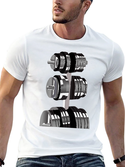 Mens Black T-Shirt with Dumbbell Rack Graphic