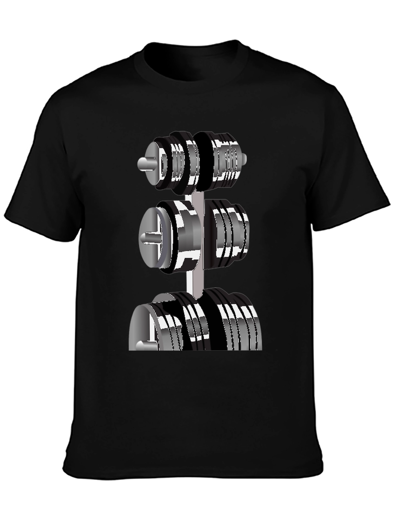 Mens Black T-Shirt with Dumbbell Rack Graphic