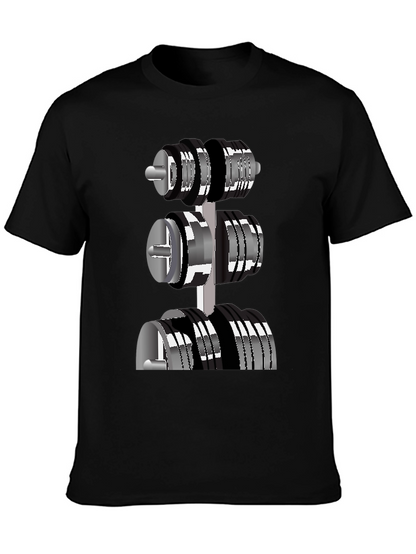 Mens Black T-Shirt with Dumbbell Rack Graphic