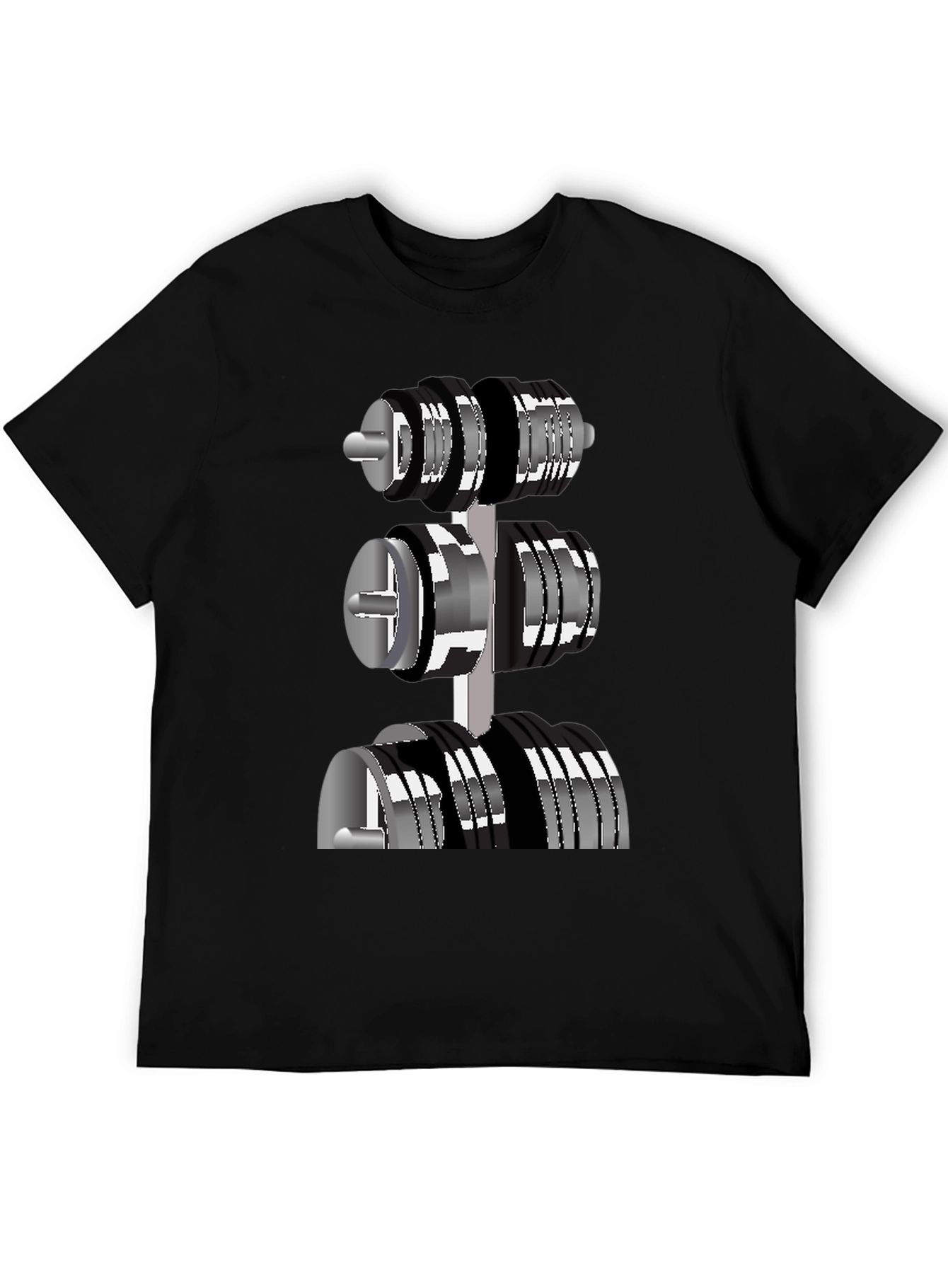 Mens Black T-Shirt with Dumbbell Rack Graphic