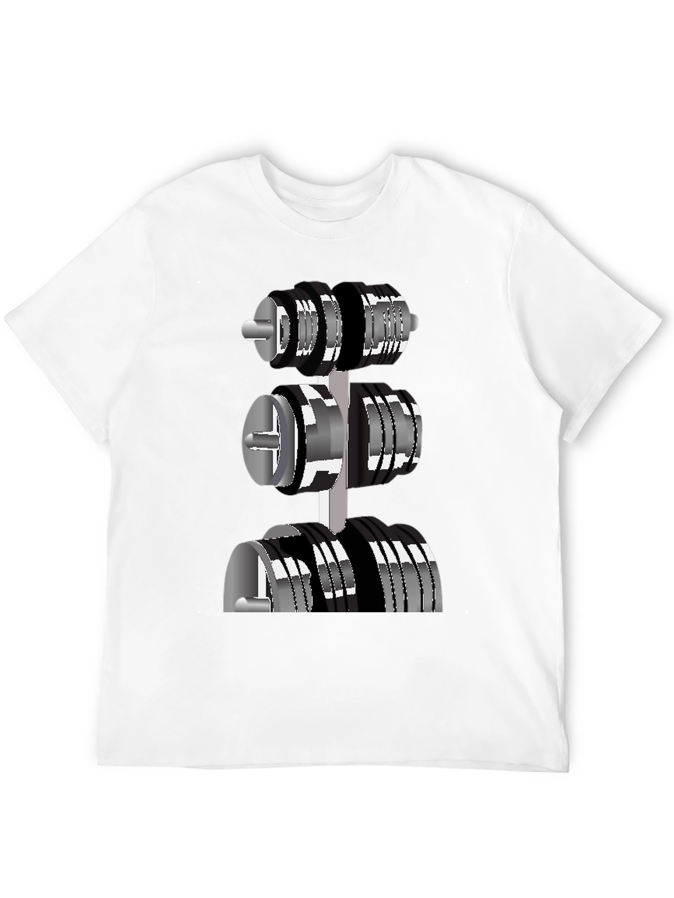 Mens Black T-Shirt with Dumbbell Rack Graphic
