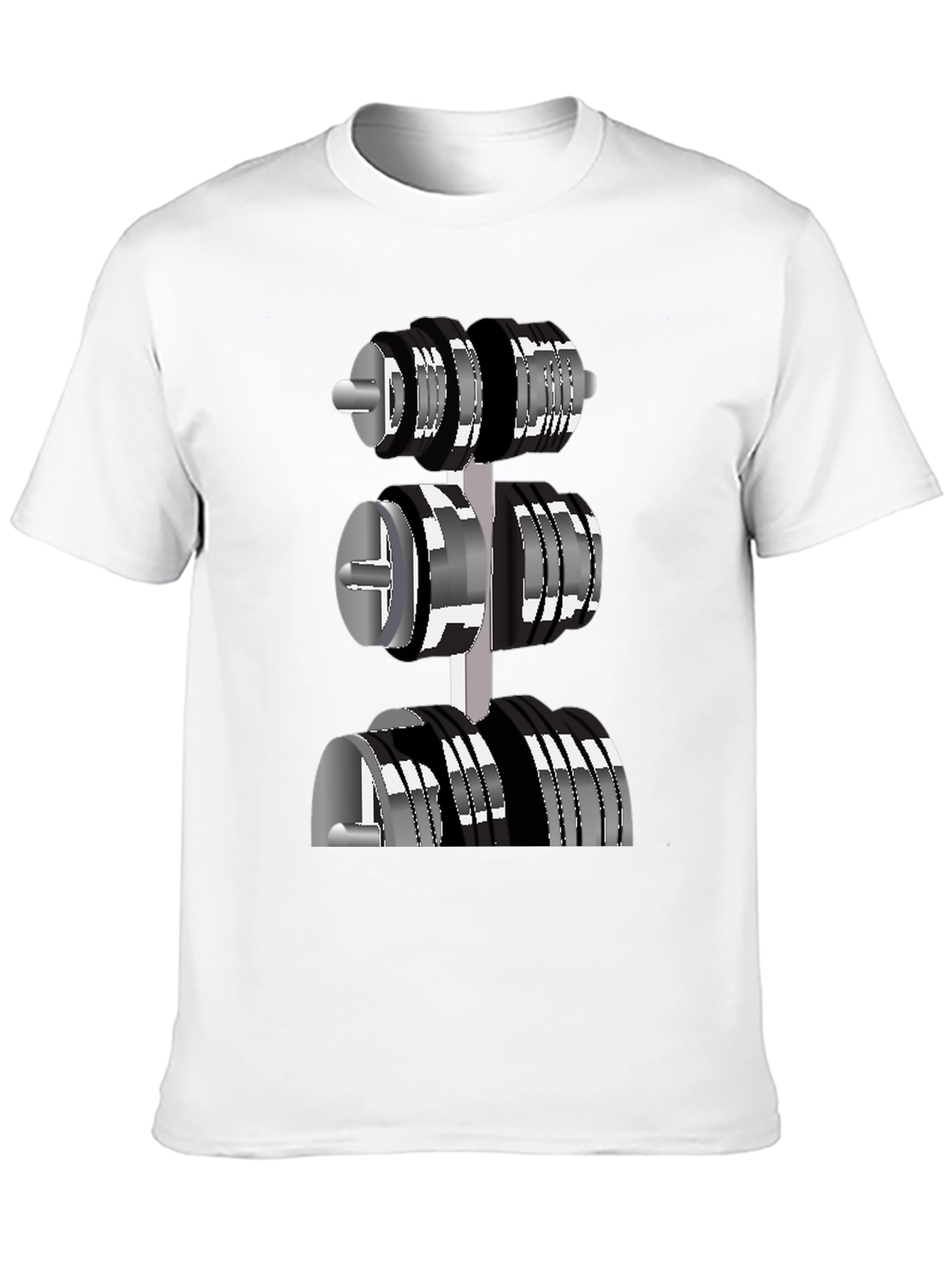 Mens Black T-Shirt with Dumbbell Rack Graphic