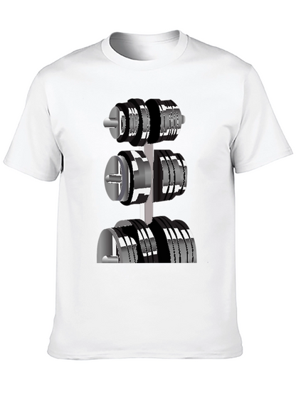 Mens Black T-Shirt with Dumbbell Rack Graphic