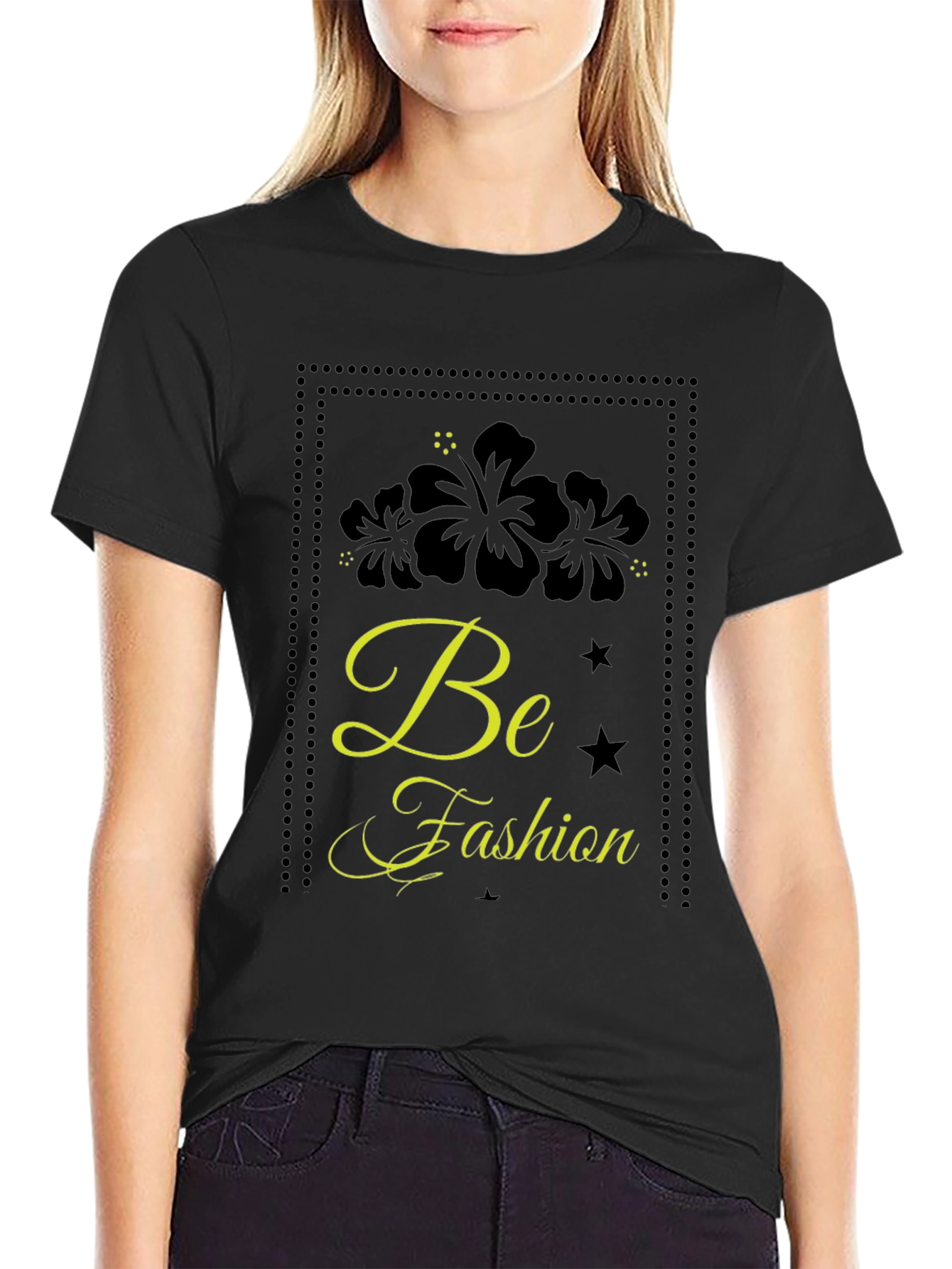 Black Floral Fashion Tee